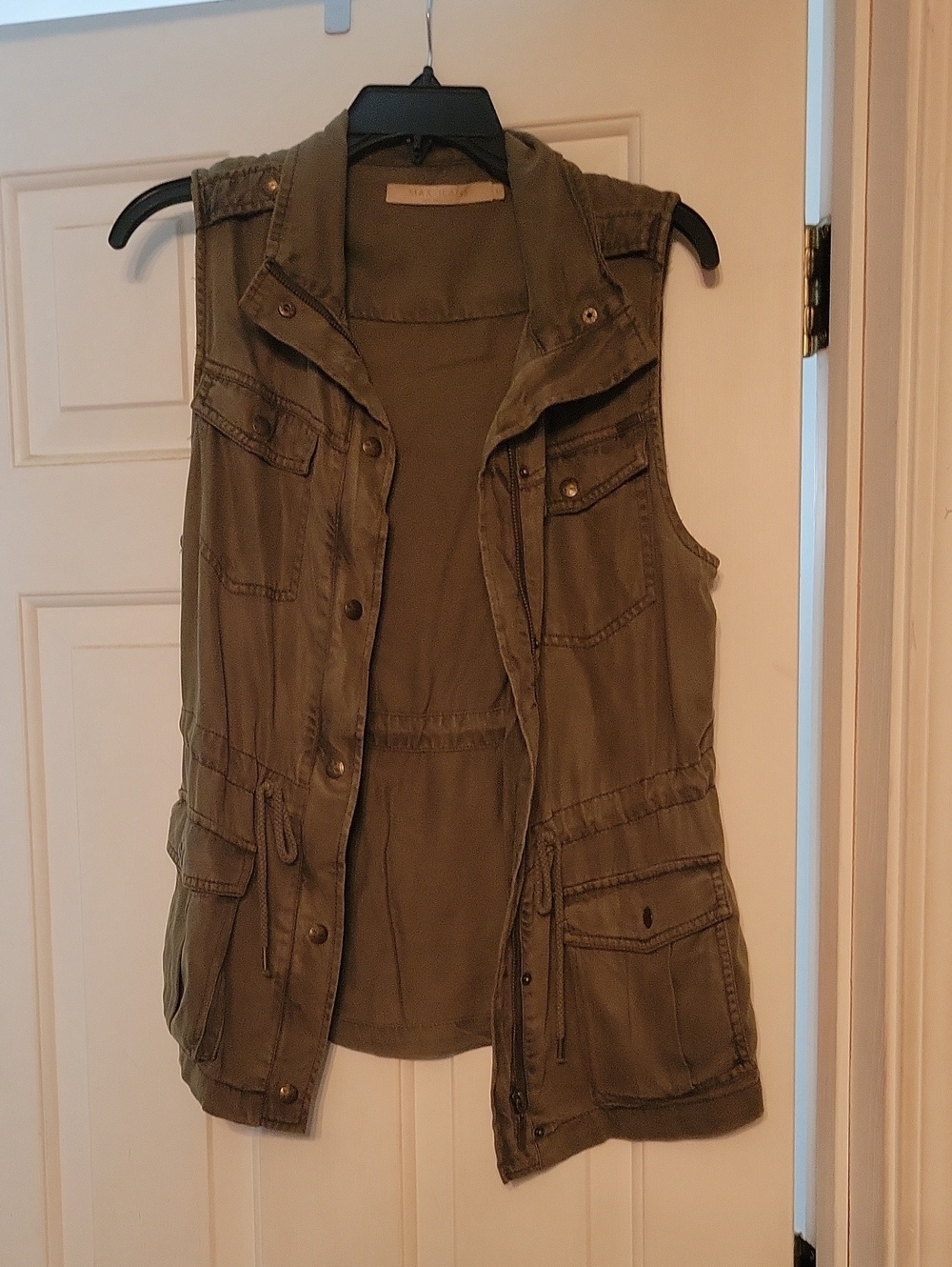Max Jeans Sleeveless Utility Jacket Vest - Olive Green